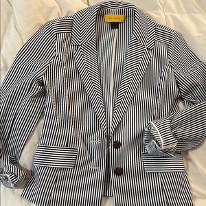 St. John Women's Navy and White Striped Blazer
